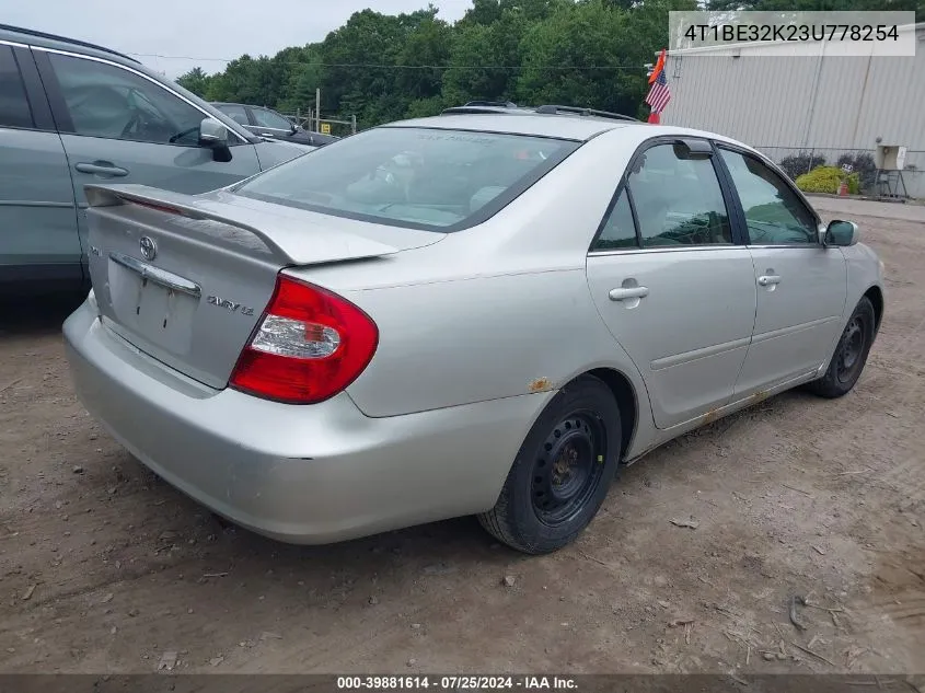 4T1BE32K23U778254 2003 Toyota Camry Le