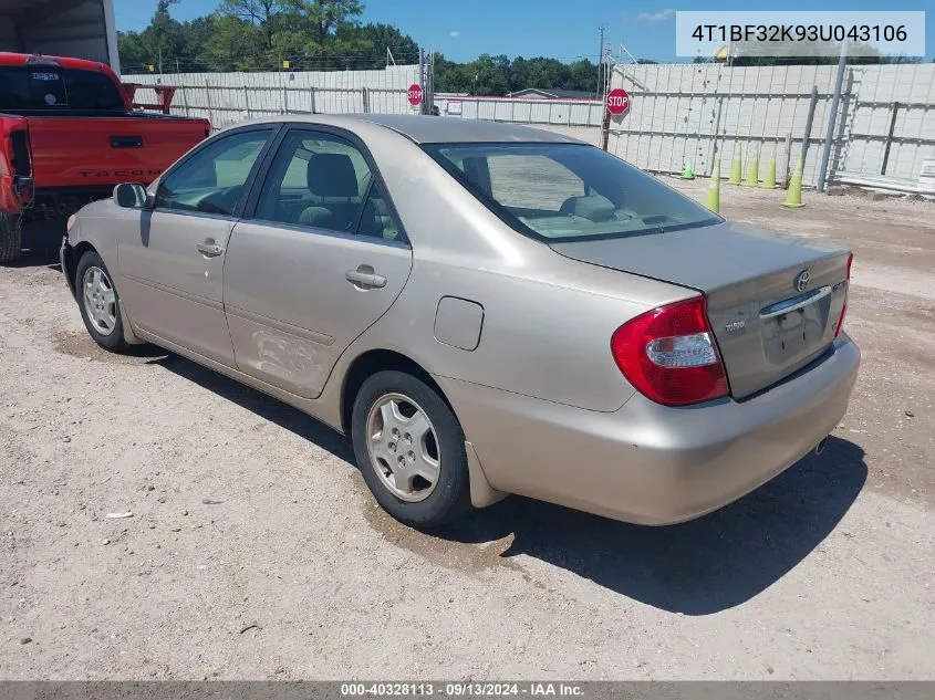 4T1BF32K93U043106 2003 Toyota Camry Le V6