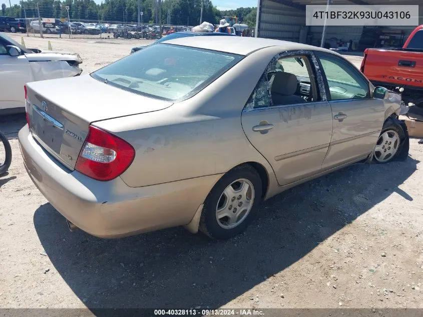 4T1BF32K93U043106 2003 Toyota Camry Le V6