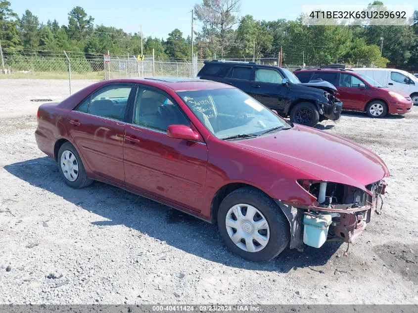 4T1BE32K63U259692 2003 Toyota Camry Le