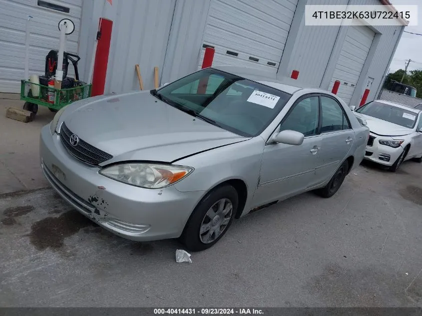 4T1BE32K63U722415 2003 Toyota Camry Le