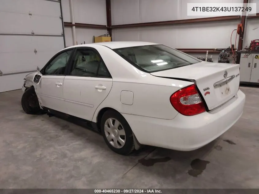 4T1BE32K43U137249 2003 Toyota Camry Le