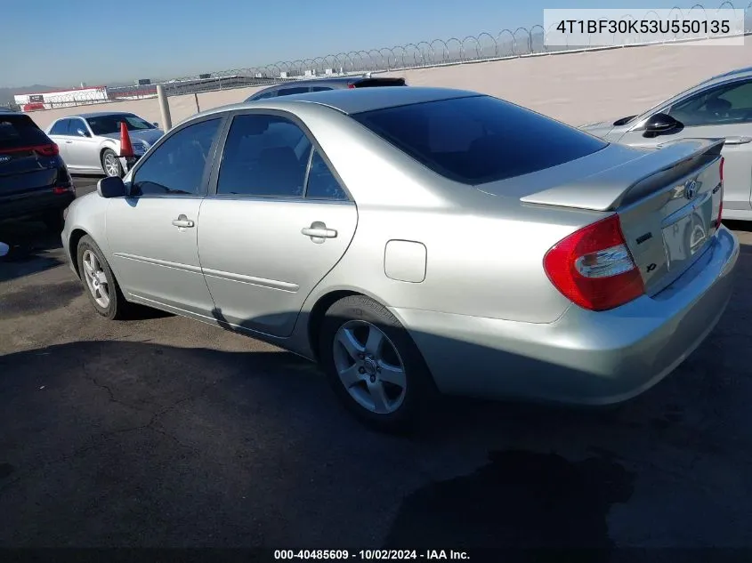 4T1BF30K53U550135 2003 Toyota Camry Se V6