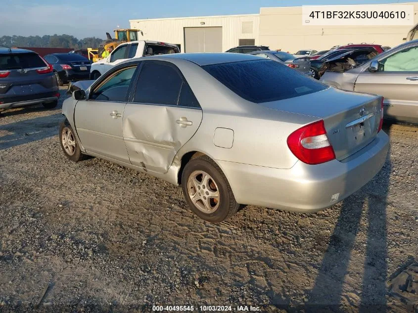 4T1BF32K53U040610 2003 Toyota Camry Le V6