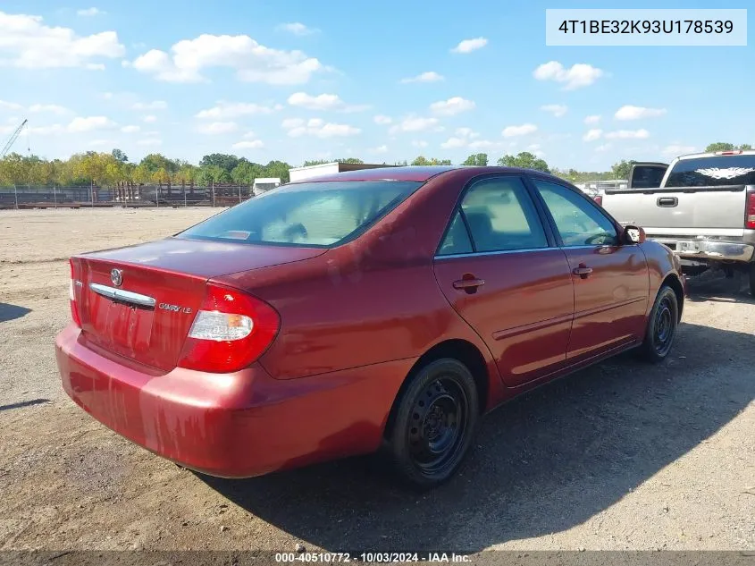 4T1BE32K93U178539 2003 Toyota Camry Le