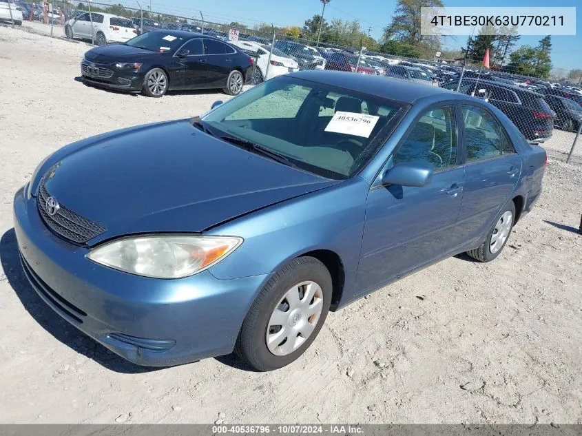 4T1BE30K63U770211 2003 Toyota Camry Le