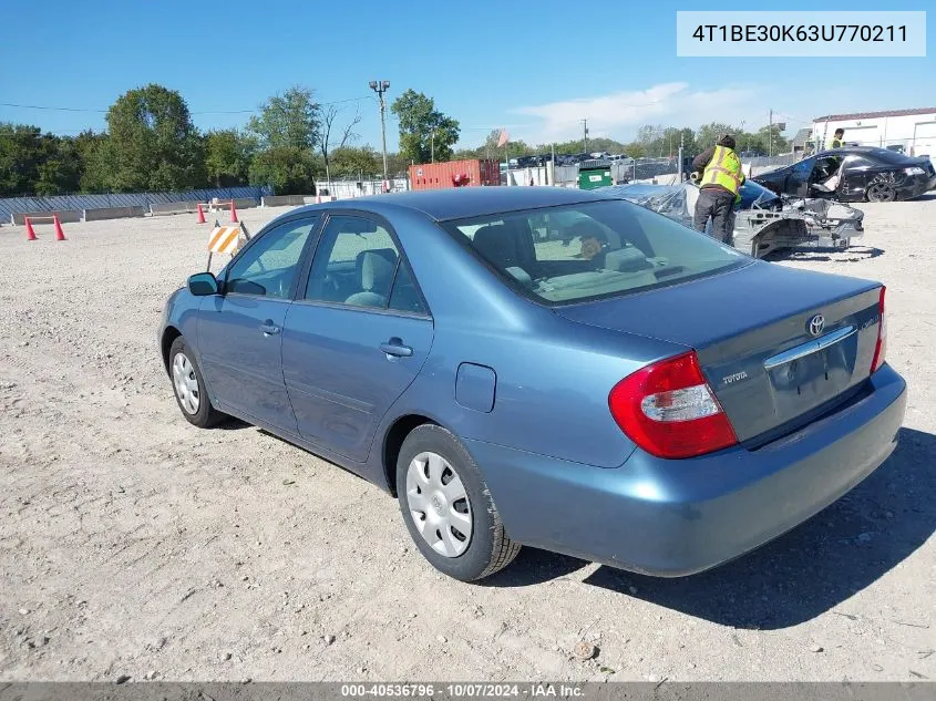 4T1BE30K63U770211 2003 Toyota Camry Le