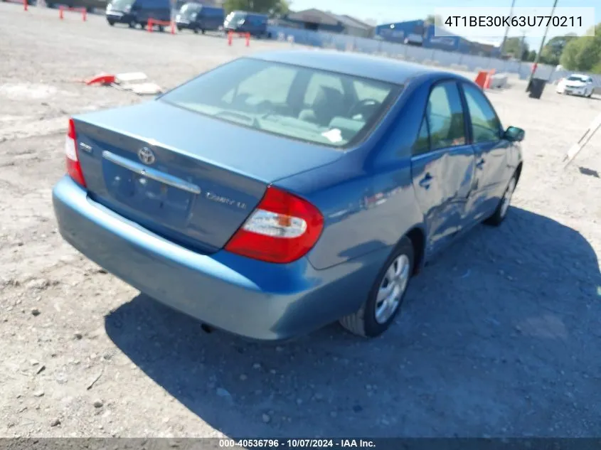 4T1BE30K63U770211 2003 Toyota Camry Le