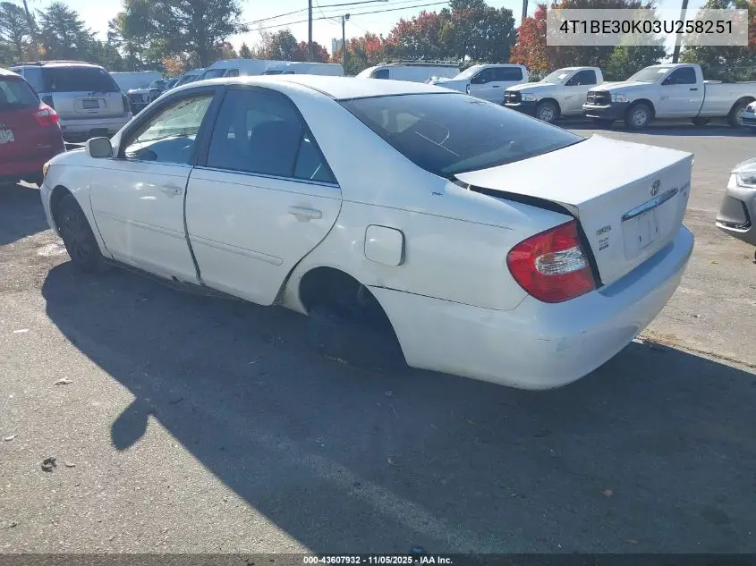 4T1BE30K03U258251 2003 Toyota Camry Le