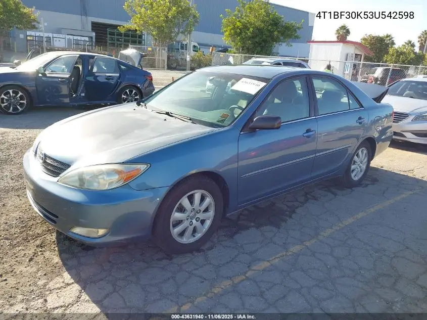 4T1BF30K53U542598 2003 Toyota Camry Xle