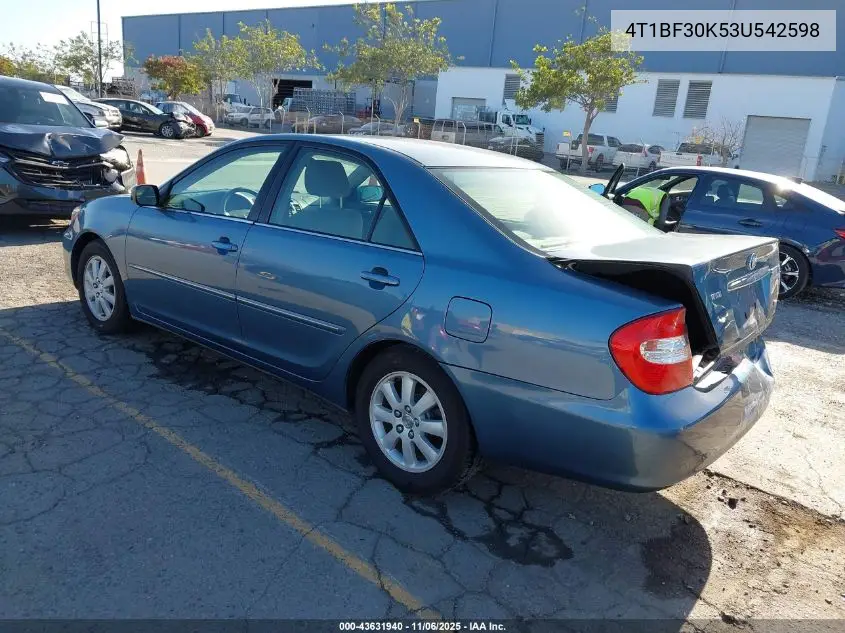 4T1BF30K53U542598 2003 Toyota Camry Xle