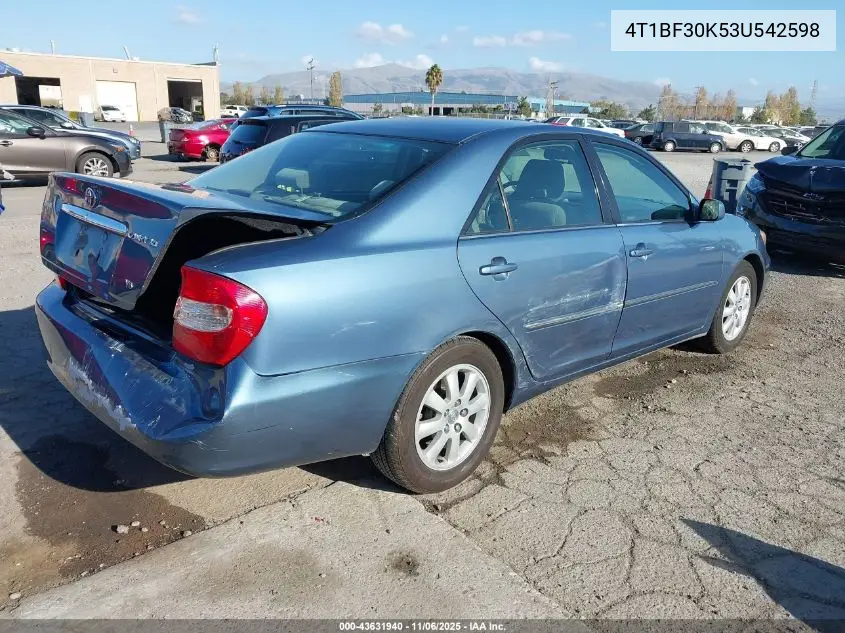 4T1BF30K53U542598 2003 Toyota Camry Xle