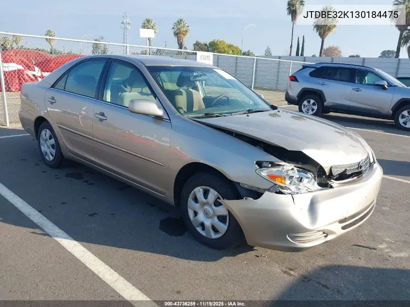 JTDBE32K130184475 2003 Toyota Camry Le