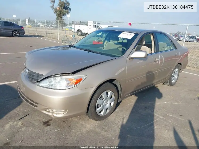 JTDBE32K130184475 2003 Toyota Camry Le