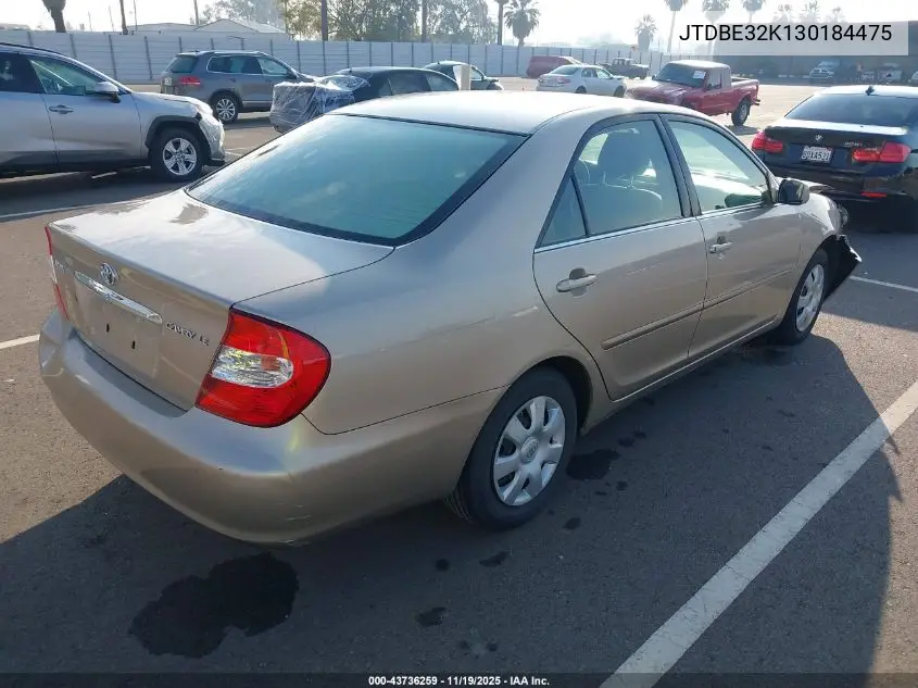 JTDBE32K130184475 2003 Toyota Camry Le