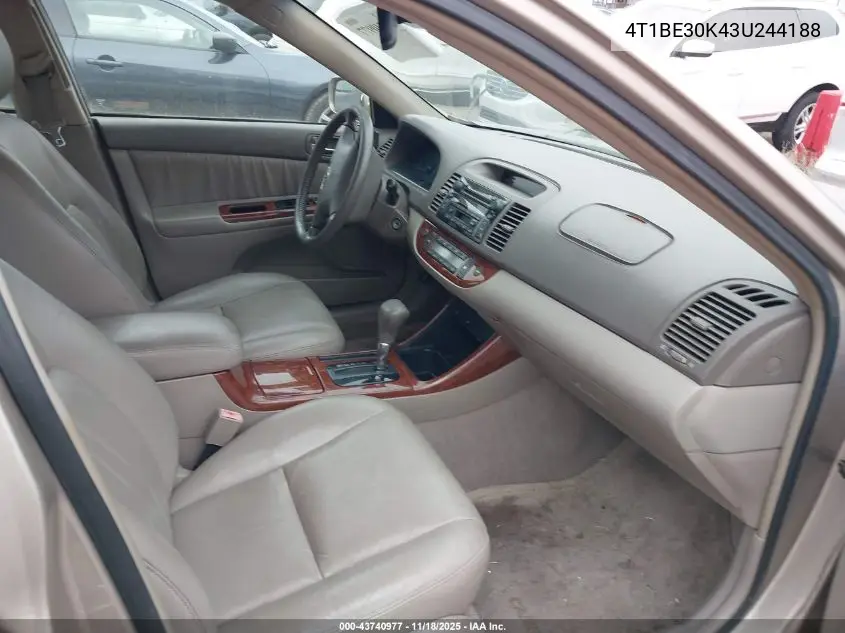 4T1BE30K43U244188 2003 Toyota Camry Xle