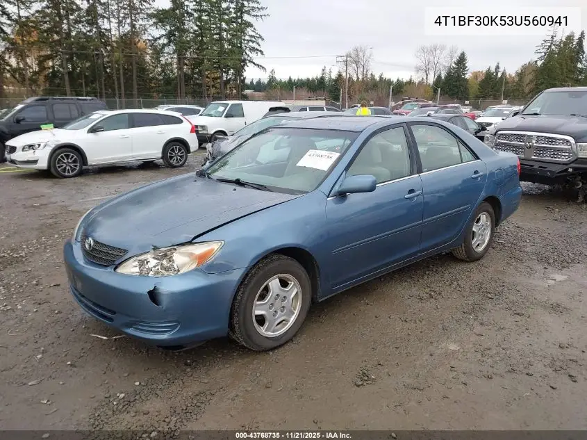4T1BF30K53U560941 2003 Toyota Camry Le V6