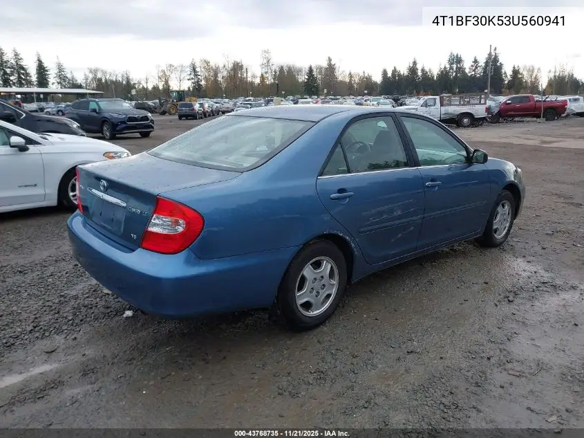 4T1BF30K53U560941 2003 Toyota Camry Le V6
