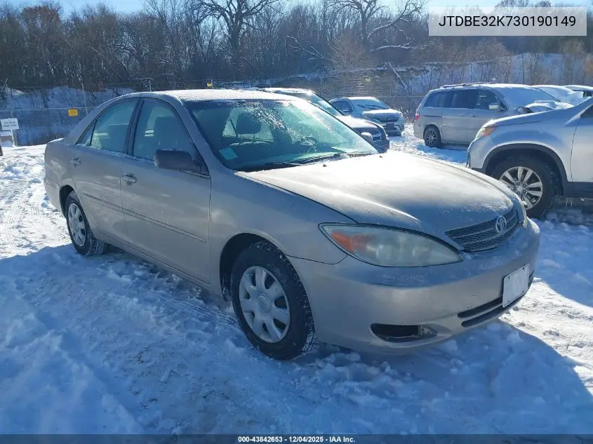 JTDBE32K730190149 2003 Toyota Camry Le
