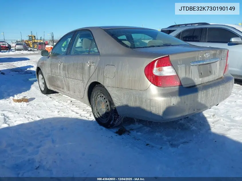 JTDBE32K730190149 2003 Toyota Camry Le
