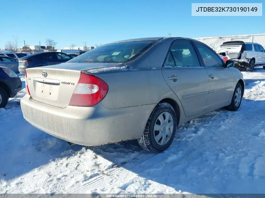 JTDBE32K730190149 2003 Toyota Camry Le