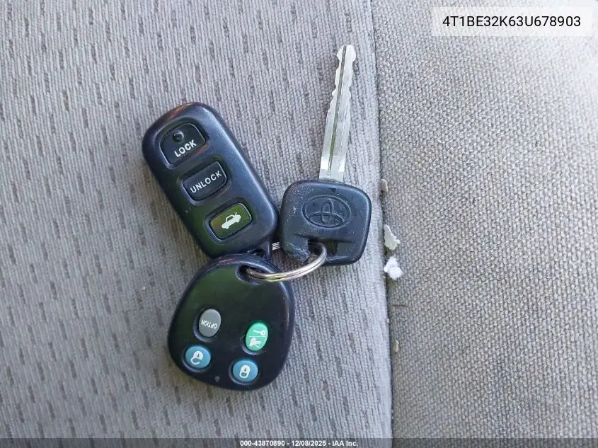 4T1BE32K63U678903 2003 Toyota Camry Le