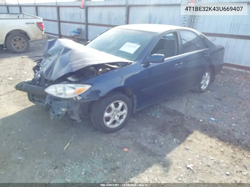 4T1BE32K43U669407 2003 Toyota Camry Le