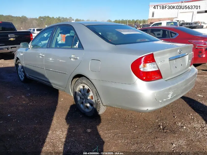 4T1BF30K03U563701 2003 Toyota Camry Xle V6