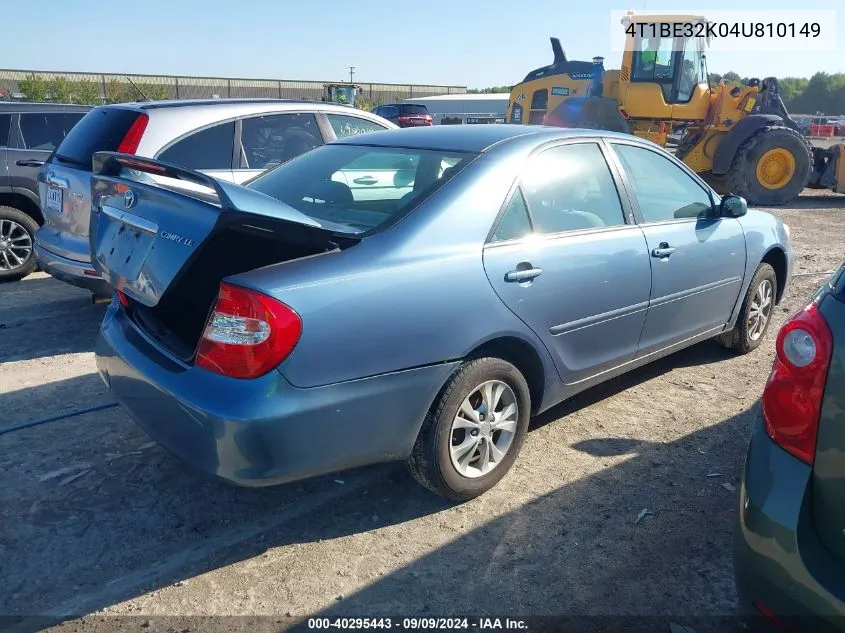 4T1BE32K04U810149 2004 Toyota Camry Le