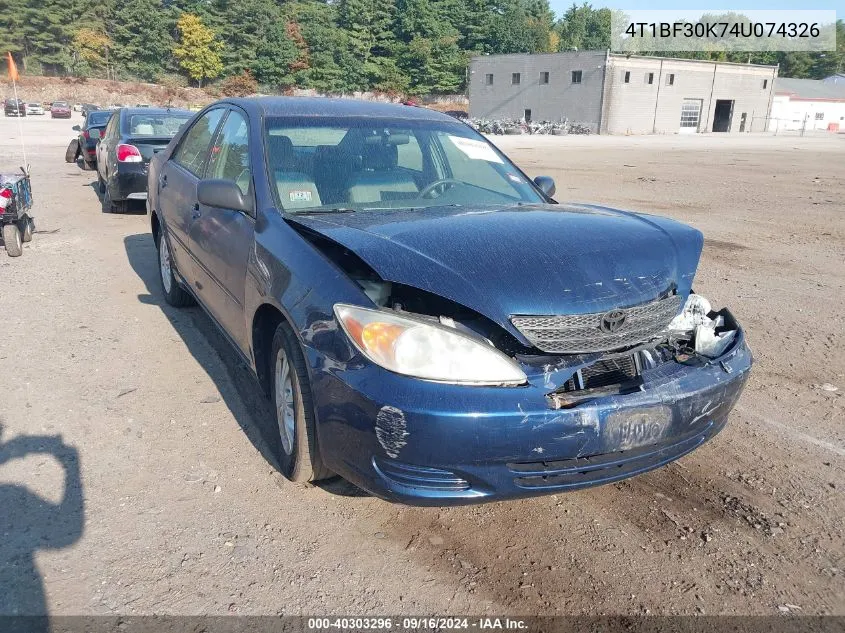 4T1BF30K74U074326 2004 Toyota Camry Le V6