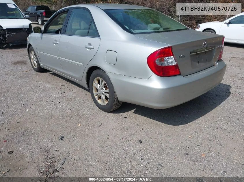 4T1BF32K94U570726 2004 Toyota Camry Le V6