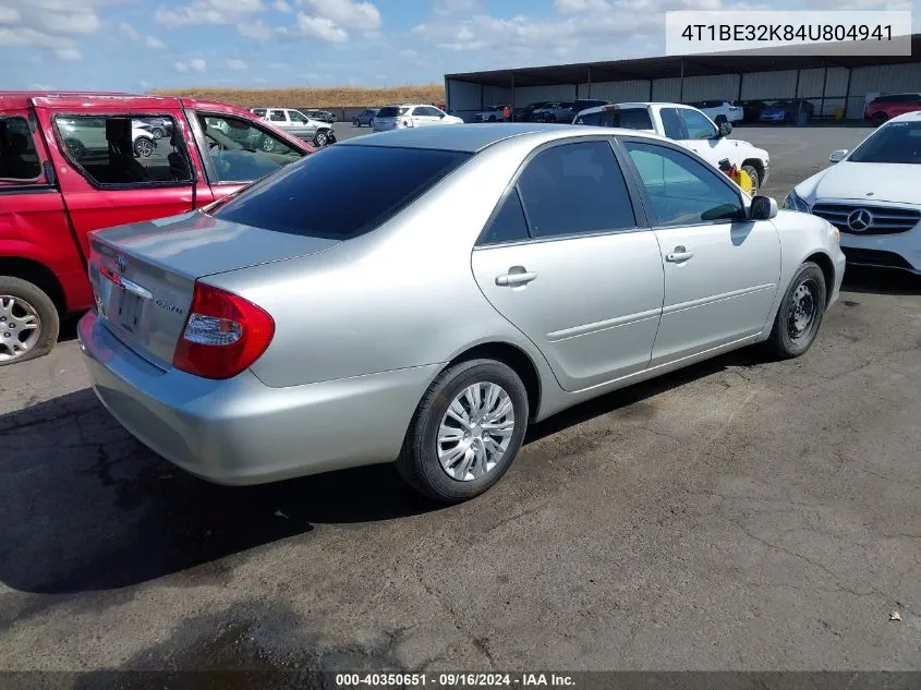 4T1BE32K84U804941 2004 Toyota Camry Le