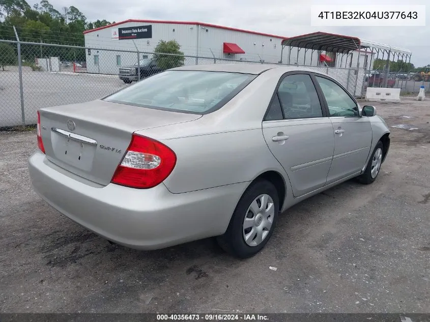 4T1BE32K04U377643 2004 Toyota Camry Le