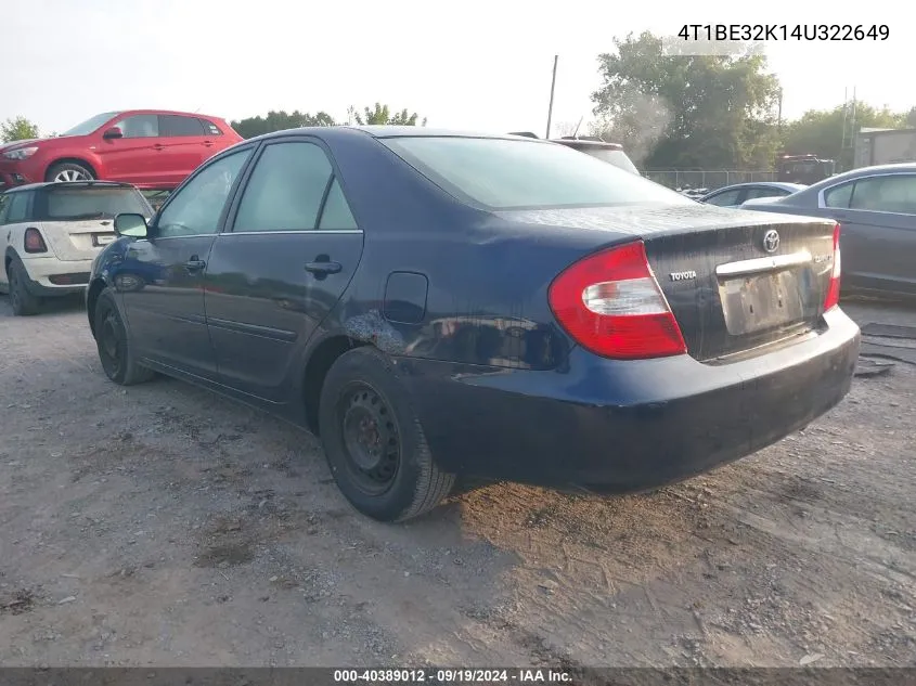 4T1BE32K14U322649 2004 Toyota Camry Le