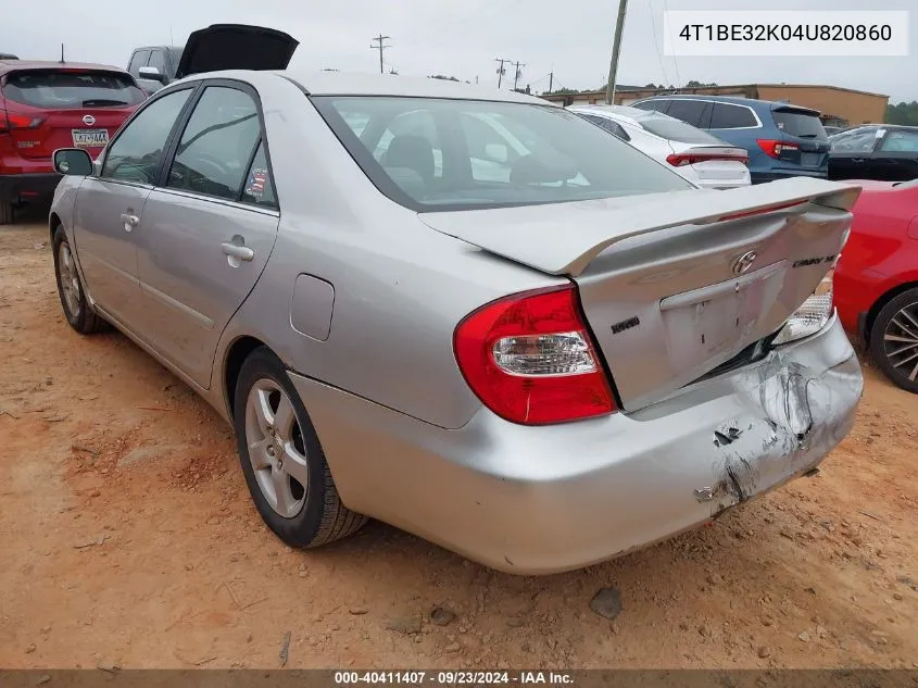 4T1BE32K04U820860 2004 Toyota Camry Se