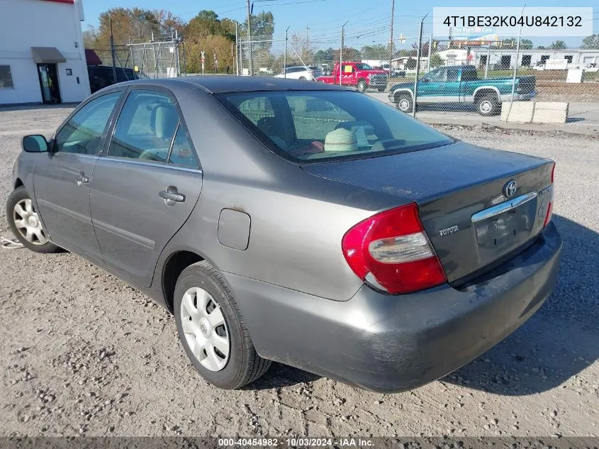 4T1BE32K04U842132 2004 Toyota Camry Le