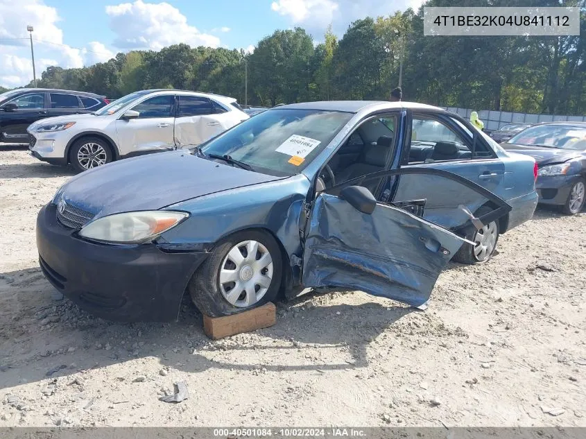 4T1BE32K04U841112 2004 Toyota Camry Le