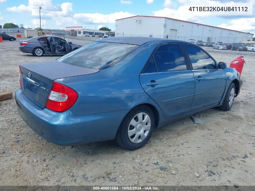 4T1BE32K04U841112 2004 Toyota Camry Le