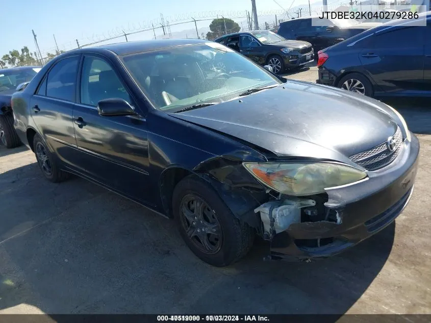 JTDBE32K040279286 2004 Toyota Camry Le