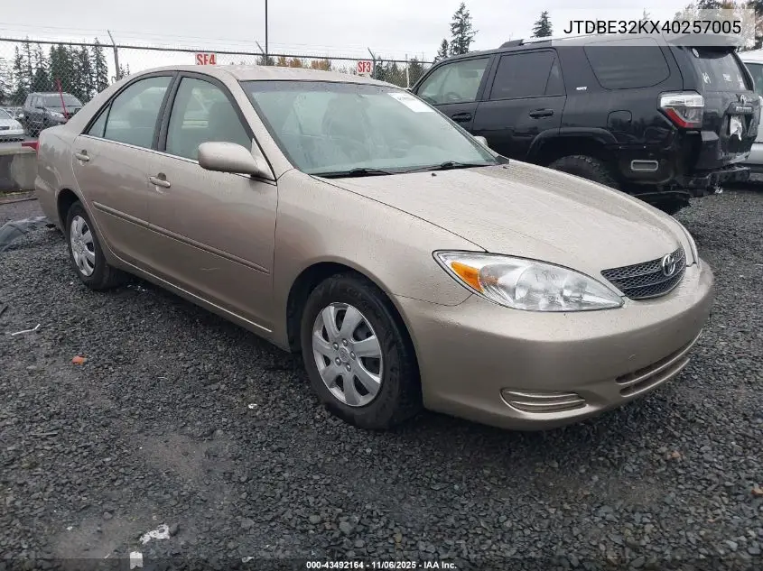 JTDBE32KX40257005 2004 Toyota Camry Le
