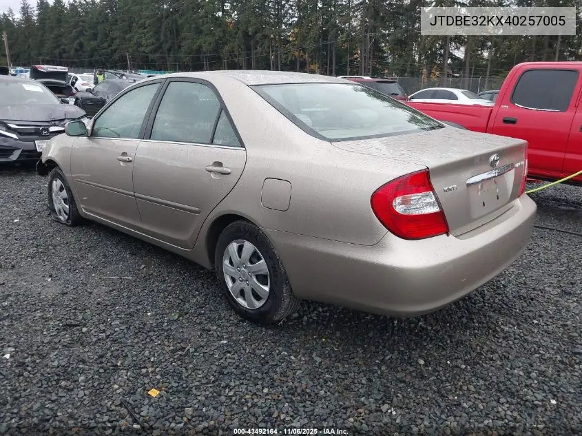 JTDBE32KX40257005 2004 Toyota Camry Le