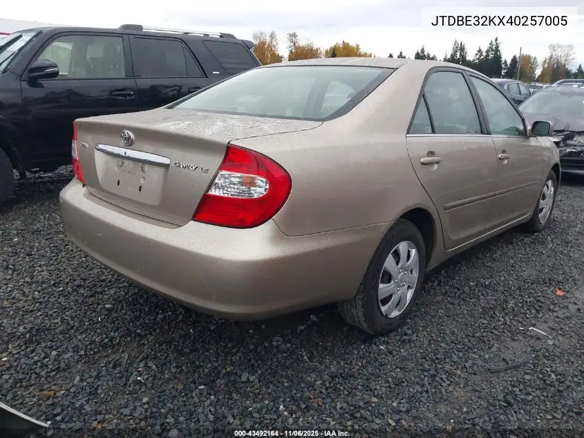 JTDBE32KX40257005 2004 Toyota Camry Le