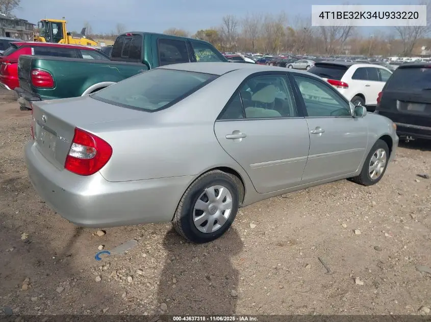 4T1BE32K34U933220 2004 Toyota Camry Le