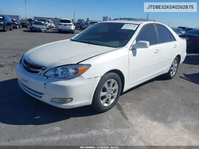 JTDBE32K040262875 2004 Toyota Camry Le