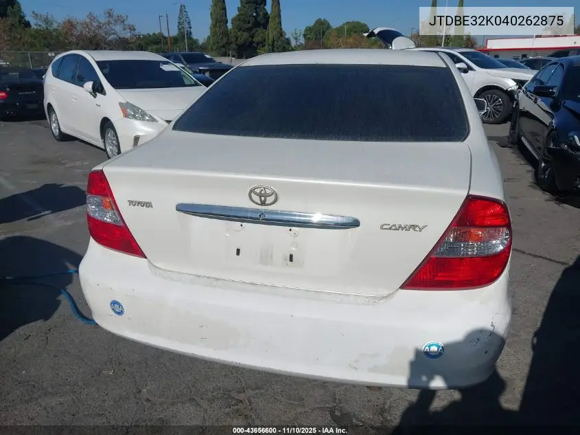JTDBE32K040262875 2004 Toyota Camry Le