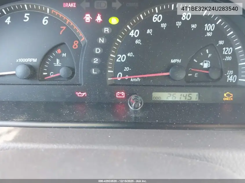 4T1BE32K24U283540 2004 Toyota Camry Le