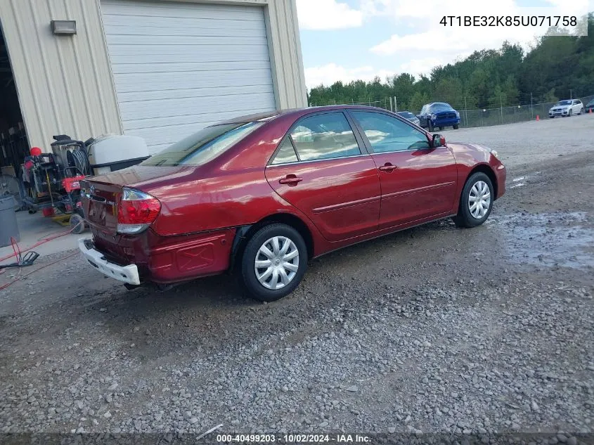 4T1BE32K85U071758 2005 Toyota Camry Le