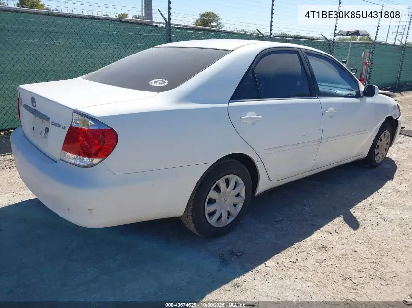 4T1BE30K85U431808 2005 Toyota Camry Le