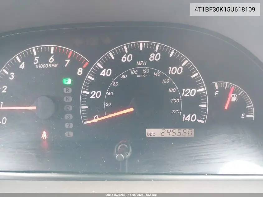 4T1BF30K15U618109 2005 Toyota Camry Xle V6