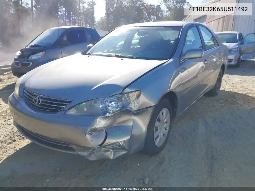 4T1BE32K65U511492 2005 Toyota Camry Le
